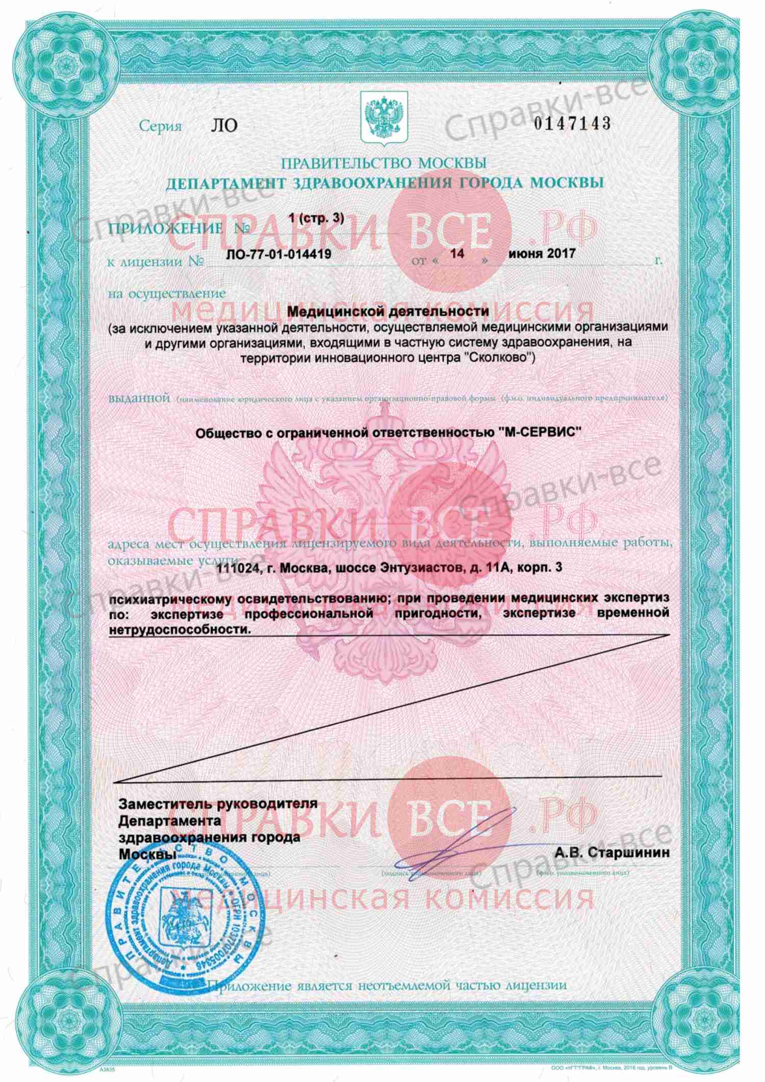 Лицензия медицинской комиссии на Авиамоторной 4