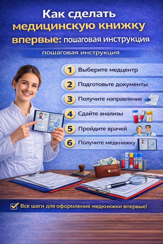 сделать медицинскую книжку впервые