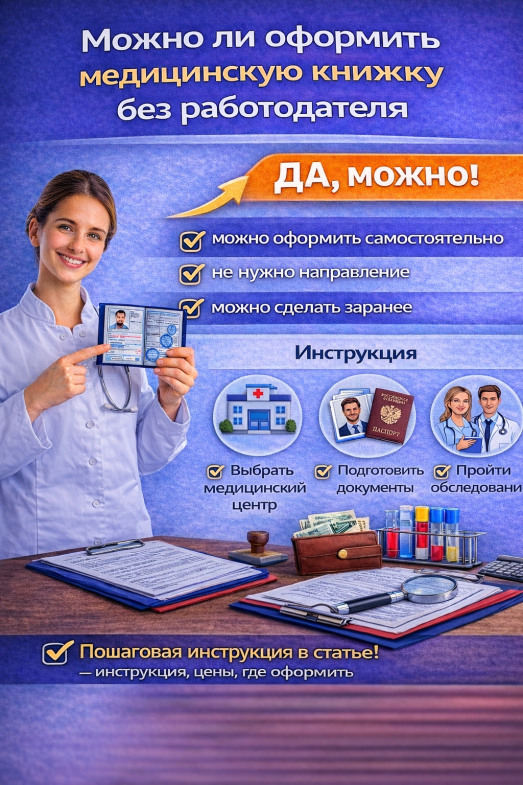 оформить медицинскую книжку без работодателя