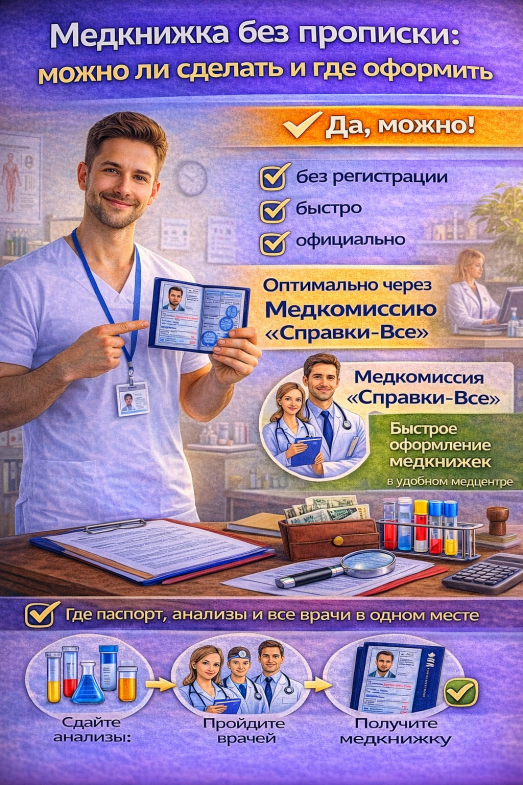 медицинская книжка без прописки