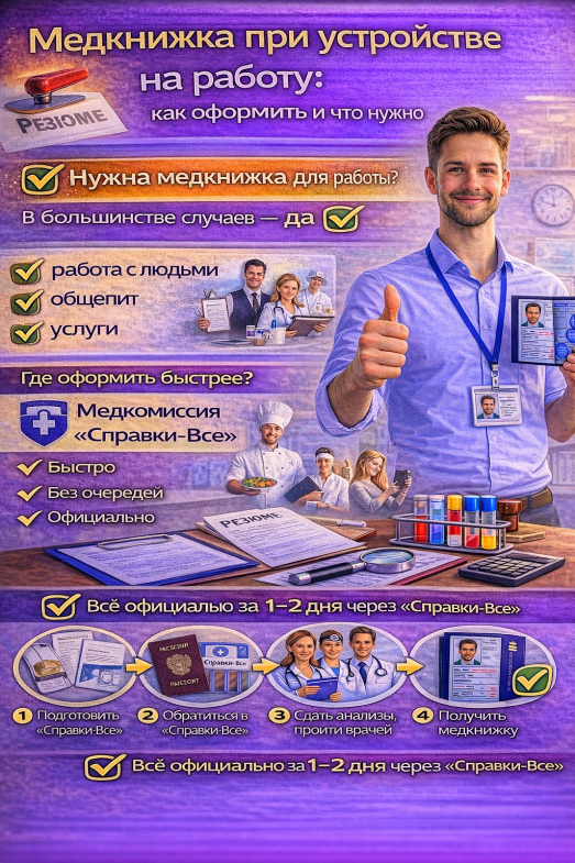 Медкнижка при устройстве на работу