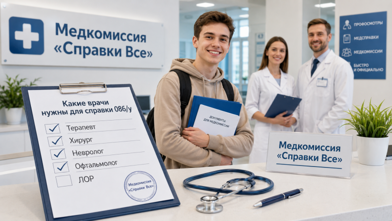 какие врачи нужны для справки 086у