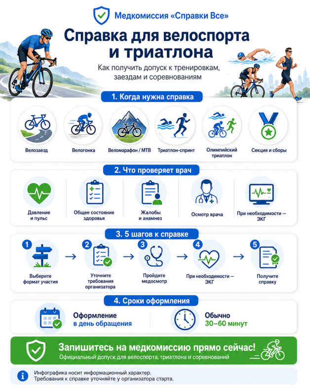 оформите справку для велоспорта и триатлона