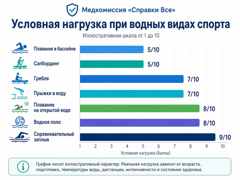 нагрузка при водных видах спорта и медицинский допуск