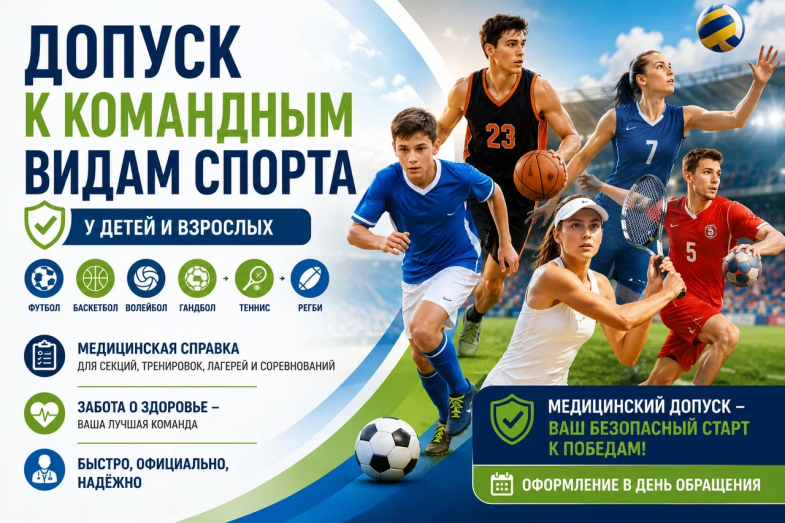 медицинский допуск к командным видам спорта у детей и взрослых