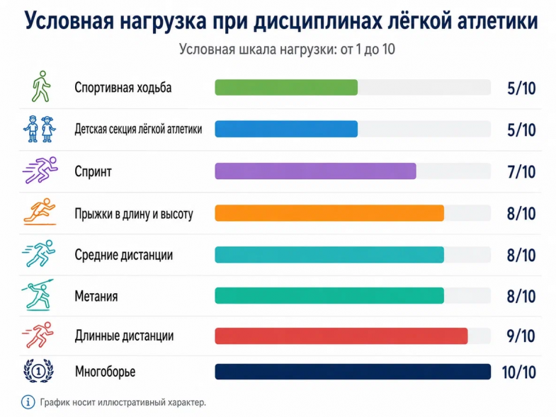 условная нагрузка при дисциплинах лёгкой атлетики