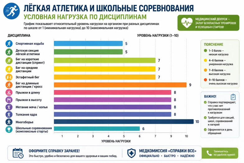 условная нагрузка при лёгкой атлетике и школьных соревнованиях