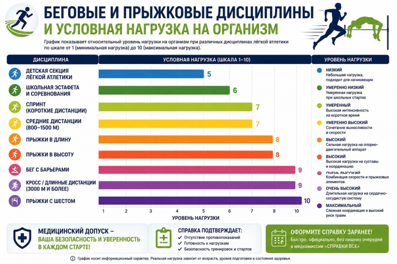 условная нагрузка при беговых и прыжковых дисциплинах